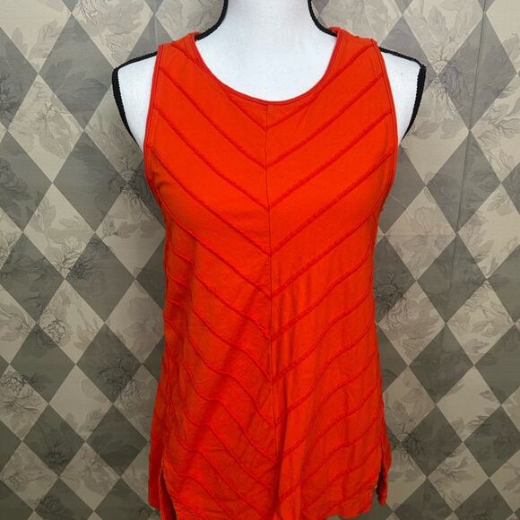 Anthropologie Orange Sleeveless Tank Top with Chevron Pattern - Picture 1 of 6